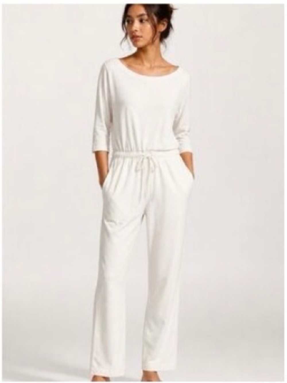 Splendid X Cella Jane White Long-Sleeve Jumpsuit